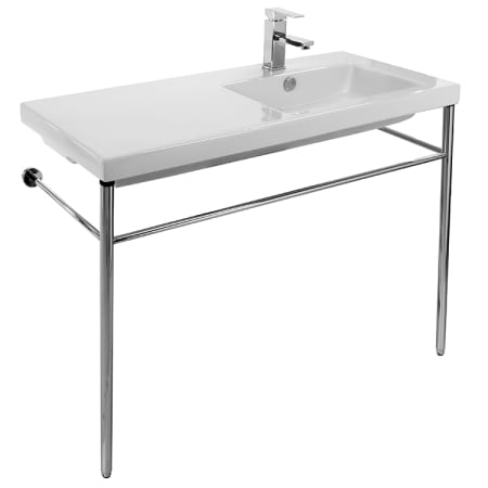 Nameeks Tecla 39-3/8" Ceramic Bathroom Sink For Console Installation with One Faucet Hole - Includes Overflow White