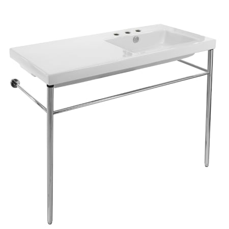 Nameeks Tecla 39-3/8" Ceramic Bathroom Sink For Console Installation with Three Faucet Holes - Includes Overflow White