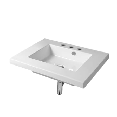 Nameeks Tecla 27-9/16" Ceramic Wall Mounted / Drop In Bathroom Sink with Three Faucet Holes - Includes Overflow White
