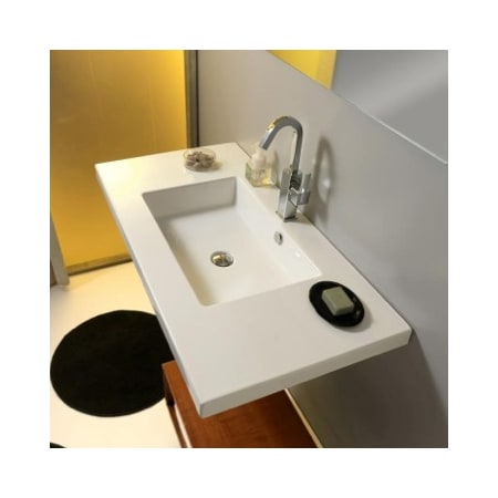 Nameeks Tecla 41-3/8" Ceramic Wall Mounted / Drop In Bathroom Sink with One Faucet Hole - Includes Overflow White