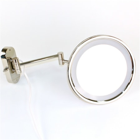 Nameeks Windisch 9" Diameter Modern Circular Framed Makeup Wall Mirror with Light Polished Nickel / 3x