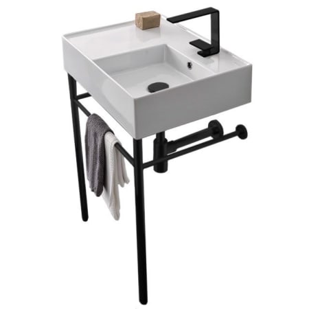 Nameeks Scarabeo Teorema 2.0 24" Rectangular Ceramic Console Bathroom Sink with One Faucet Hole - Includes Overflow Black