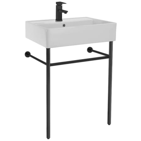 Nameeks Scarabeo 23-3/5" Ceramic Bathroom Sink For Console Installation with Three Faucet Holes - Includes Overflow Matte Black