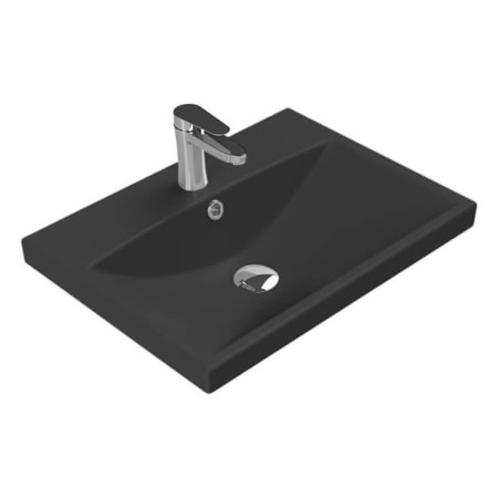 Nameeks Rectangle Ceramic Wall Mounted or Drop In Bathroom Sink with Single Faucet Hole Matte Black