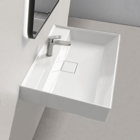 Nameeks Sharp Rectangular White Ceramic Wall Mounted or Drop In Sink - One Hole White