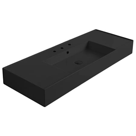 Nameeks Scarabeo Teorema 2.0 48" Rectangular Ceramic Vessel or Wall Mounted Bathroom Sink with Three Faucet Holes - Includes Overflow Matte Black