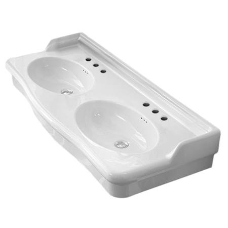Nameeks Castellana Six Faucet Hole Ceramic Double Basin Wall Console White
