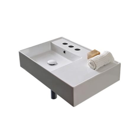 Nameeks Scarabeo Teorema 2.0 24" Ceramic Bathroom Sink for Wall Mounted or Vessel Installation with Three Faucet Holes - Includes Overflow White