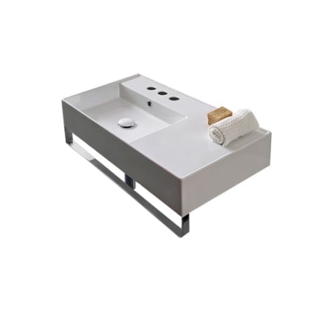 Nameeks Scarabeo Teorema 2.0 32" Ceramic Wall Mount Bathroom Sink with Three Faucet Holes - Includes Overflow White