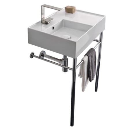 Nameeks Scarabeo Teorema 2.0 24" Ceramic Bathroom Sink for Console Installation with One Faucet Hole - Includes Overflow White