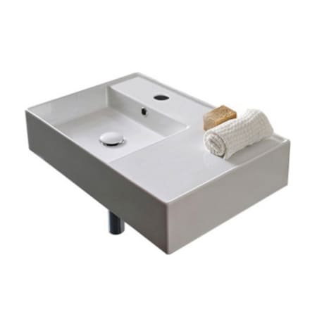 Nameeks Scarabeo Teorema 2.0 24" Ceramic Bathroom Sink for Wall Mounted or Vessel Installation with One Faucet Hole - Includes Overflow White