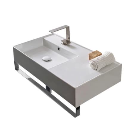Nameeks Scarabeo Teorema 2.0 32" Ceramic Wall Mount Bathroom Sink with One Faucet Hole - Includes Overflow White