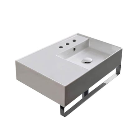 Nameeks Scarabeo Teorema 2.0 24" Rectangular Ceramic Wall Mounted Bathroom Sink with Three Faucet Holes - Includes Overflow White