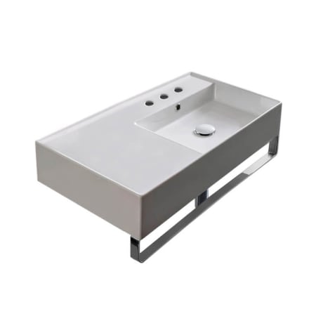 Nameeks Scarabeo Teorema 2.0 32" Rectangular Ceramic Wall Mounted Bathroom Sink with Three Faucet Holes - Includes Overflow White