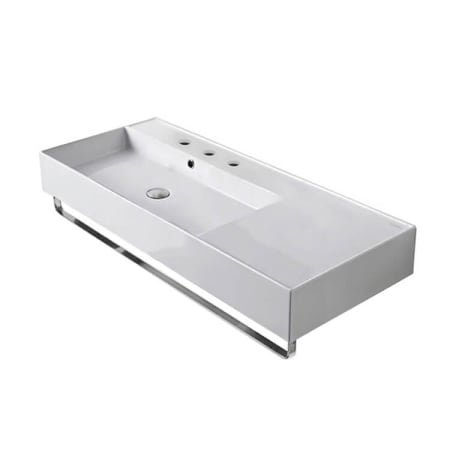 Nameeks Scarabeo Teorema 2.0 40" Rectangular Ceramic Wall Mounted Bathroom Sink with Three Faucet Holes - Includes Overflow White