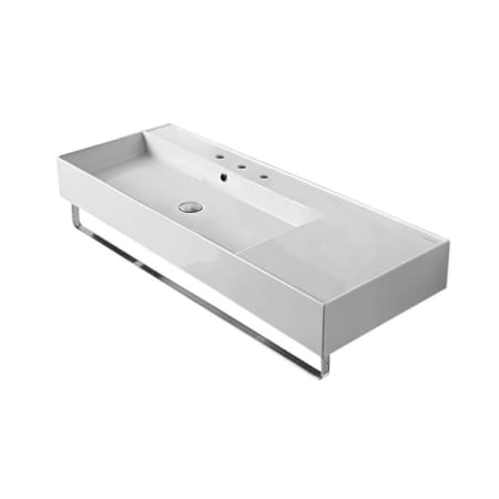 Nameeks Scarabeo Teorema 2.0 48" Rectangular Ceramic Wall Mounted Bathroom Sink with Three Faucet Holes - Includes Overflow White