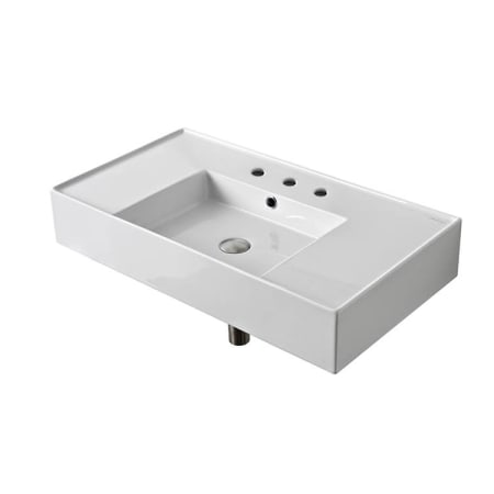 Nameeks Scarabeo Teorema 2.0 32" Rectangular Ceramic Vessel or Wall Mounted Bathroom Sink with Three Faucet Holes - Includes Overflow White