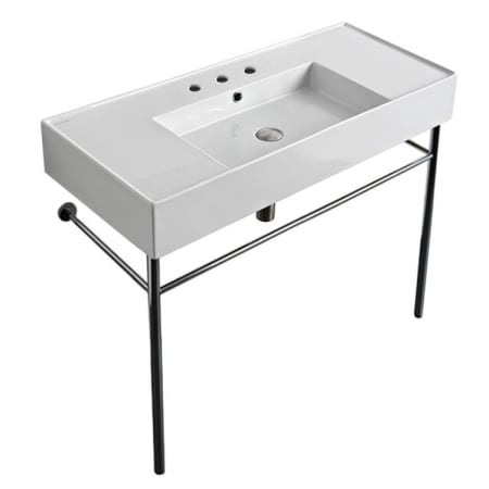 Nameeks Scarabeo Teorema 2.0 40" Rectangular Ceramic Console Bathroom Sink with Three Faucet Holes - Includes Overflow White