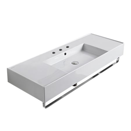 Nameeks Scarabeo Teorema 2.0 48" Rectangular Ceramic Wall Mounted Bathroom Sink with Three Faucet Holes - Includes Overflow White