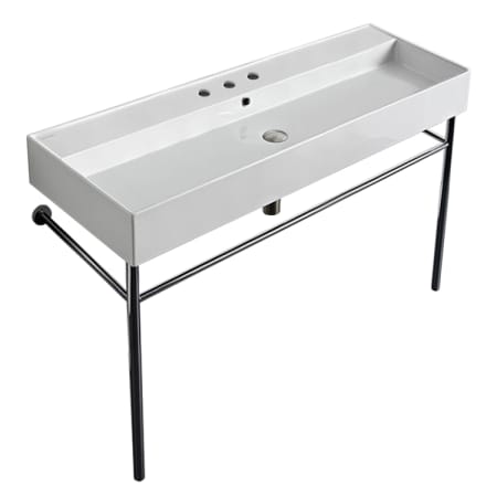 Nameeks Scarabeo 47-1/5" Ceramic Trough Style Bathroom Sink For Console Installation with Three Faucet Holes - Includes Overflow White