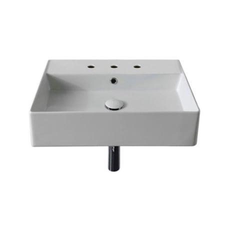Nameeks Scarabeo Teorema 2.0 20" Rectangular Ceramic Vessel or Wall Mounted Bathroom Sink with Three Faucet Holes - Includes Overflow White