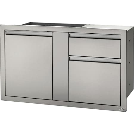Napoleon 42 X 24 Inch Large Single Door and Triple Drawer Stainless Steel