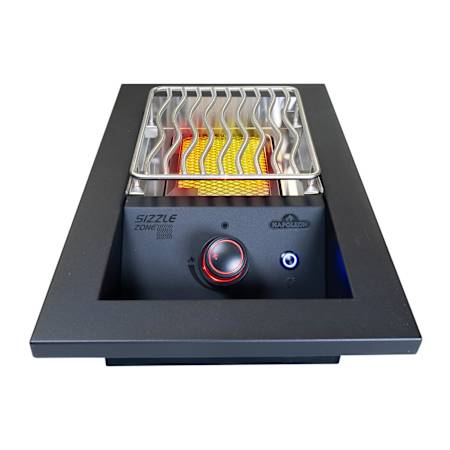 Napoleon 700 Series 14 Inch Wide Liquid Propane Built-In Single Side Burner for BBQ Grill with Backlit Control Knobs and Infrared Heat Matte Black
