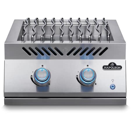 Napoleon 700 Series 22 Inch Wide Liquid Propane Built-In Double Side Burner for BBQ Grill with Backlit Control Knobs and Battery Free Ignition Stainless Steel