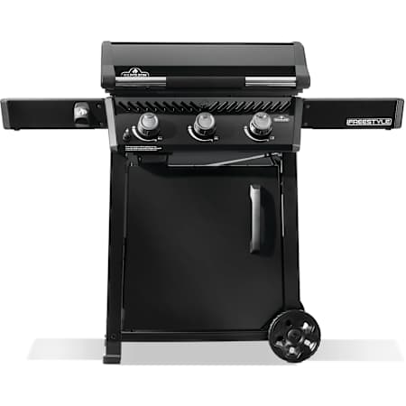 Napoleon Freestyle 42 Inch Wide Natural Gas Freestanding Non Stick Griddle with Folding Shelves and Knob Controls Black