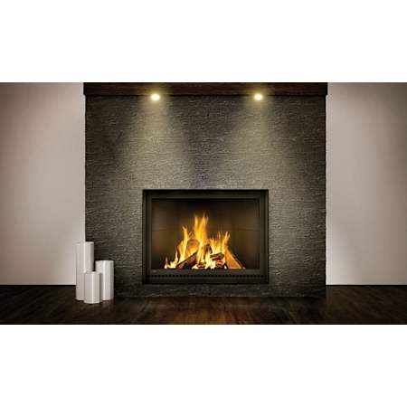 Napoleon High Country 60 Inch Wide Wood Built In Fireplace with Zero Gravity Glass and Screen Door Black