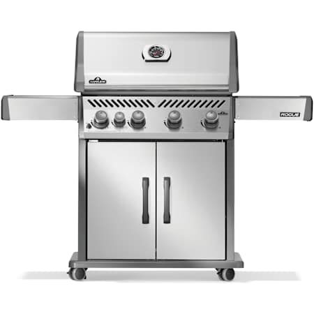 Napoleon Rogue 48,000 BTU 57 Inch Wide Liquid Propane Free Standing Grill with Range Side Burner and Wave Shaped Grates Stainless Steel