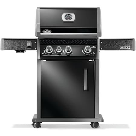 Napoleon Rogue PRO 56,000 BTU 51 Inch Wide Natural Gas Free Standing Grill with Infrared Side Burner and Wave Shaped Grates Black