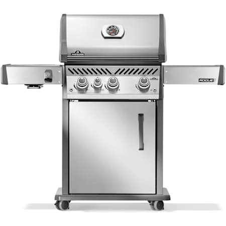 Napoleon Rogue PRO 56,000 BTU 51 Inch Wide Liquid Propane Free Standing Grill with Infrared Side Burner and Wave Shaped Grates Stainless Steel