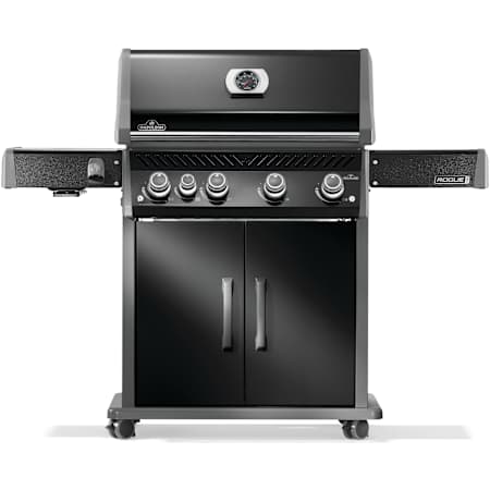 Napoleon Rogue PRO 62,000 BTU 61 Inch Wide Natural Gas Free Standing Grill with Infrared Side Burner and Wave Shaped Grates Black