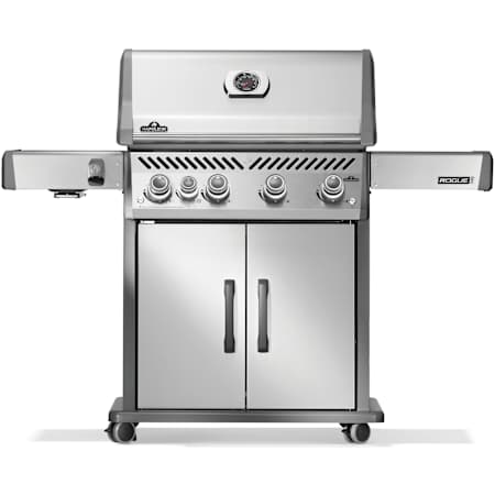 Napoleon Rogue PRO 62,000 BTU 61 Inch Wide Liquid Propane Free Standing Grill with Infrared Side Burner and Wave Shaped Grates Stainless Steel