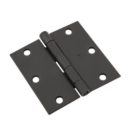National Hardware 3-1/2" x 3-1/2" Plain Bearing Square Corner Butt Hinge - Single Black
