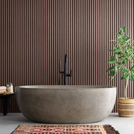Native Trails NativeStone 66" Free Standing Concrete Soaking Tub with Center Drain and Overflow Ash
