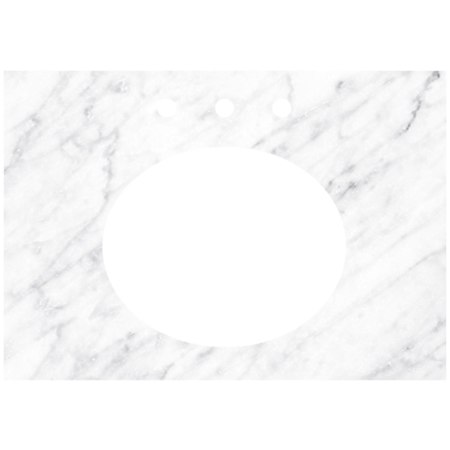Native Trails Carrara 30" Marble Vanity Top with Three Faucet Holes and Oval Cutout Carrara