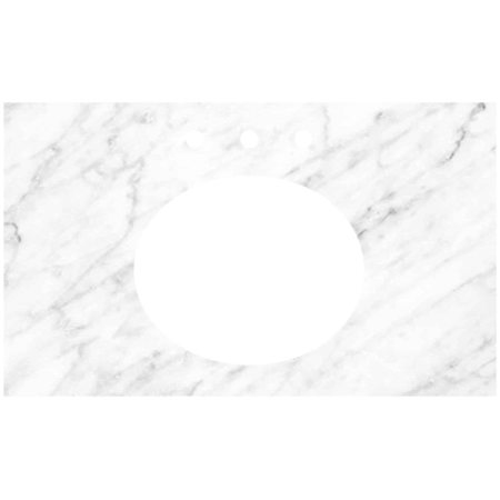 Native Trails Carrara 36" Marble Vanity Top with Three Faucet Holes and Oval Cutout Carrara