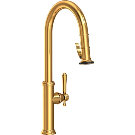 Newport Brass Chesterfield 1.8 GPM Single Hole Pull Down Kitchen Faucet with Single Lever Handle Aged Brass