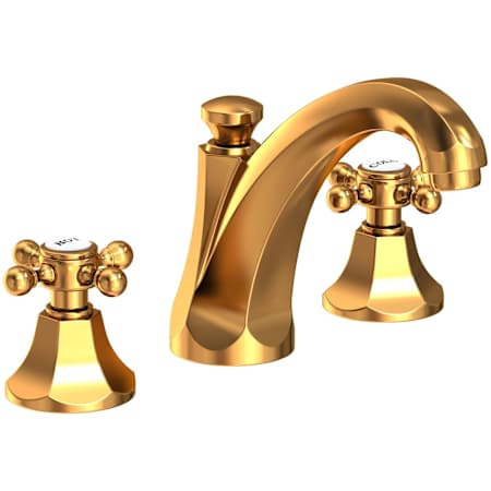 Newport Brass Metropole 1.2 GPM Widespread Bathroom Faucet with Pop-Up Drain Assembly and Cross Handles Aged Brass