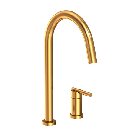 Newport Brass East Linear 1.8 GPM Widespread Pull Down Kitchen Faucet Aged Brass