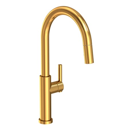 Newport Brass East Linear 1.8 GPM Single Hole Pull Down Kitchen Faucet Aged Brass