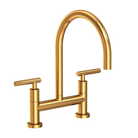 Newport Brass East Linear 1.8 GPM Widespread Bridge Kitchen Faucet with Lever Handles Aged Brass