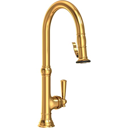 Newport Brass Jacobean 1.8 GPM Single Hole Pull Down Kitchen Faucet Aged Brass