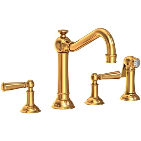 Newport Brass Jacobean 1.8 GPM Widespread Kitchen Faucet - Includes Side Spray Aged Brass