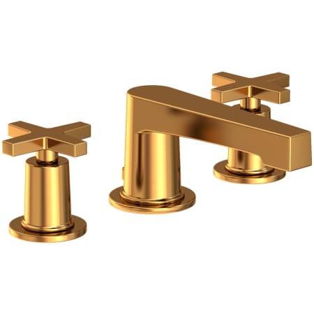 Newport Brass Dorrance 1.2 GPM Widespread Bathroom Faucet with Pop-Up Drain Assembly with Cross Handles Aged Brass