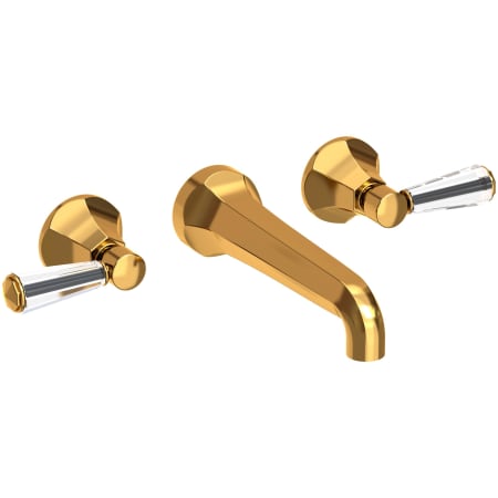 Newport Brass Metropole 1.2 GPM Wall Mounted Widespread Bathroom Faucet with Crystal Lever Handle Aged Brass