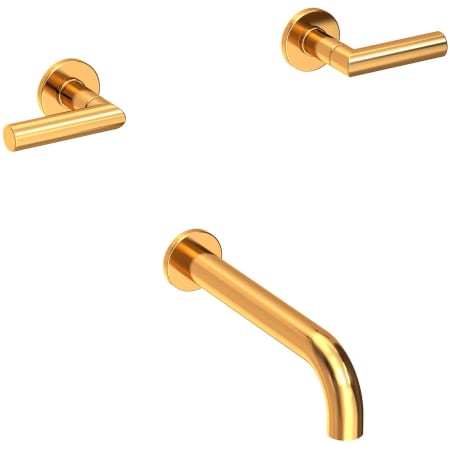 Newport Brass Pavani Wall Mounted Tub Spout with Dual Lever handles - Less Rough-In Valve Aged Brass