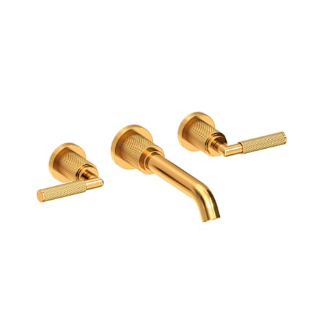 Newport Brass Kimbell 1.2 GPM Wall Mounted Widespread Bathroom Faucet with Lever Handles and Drain Assembly - Less Rough In Aged Brass